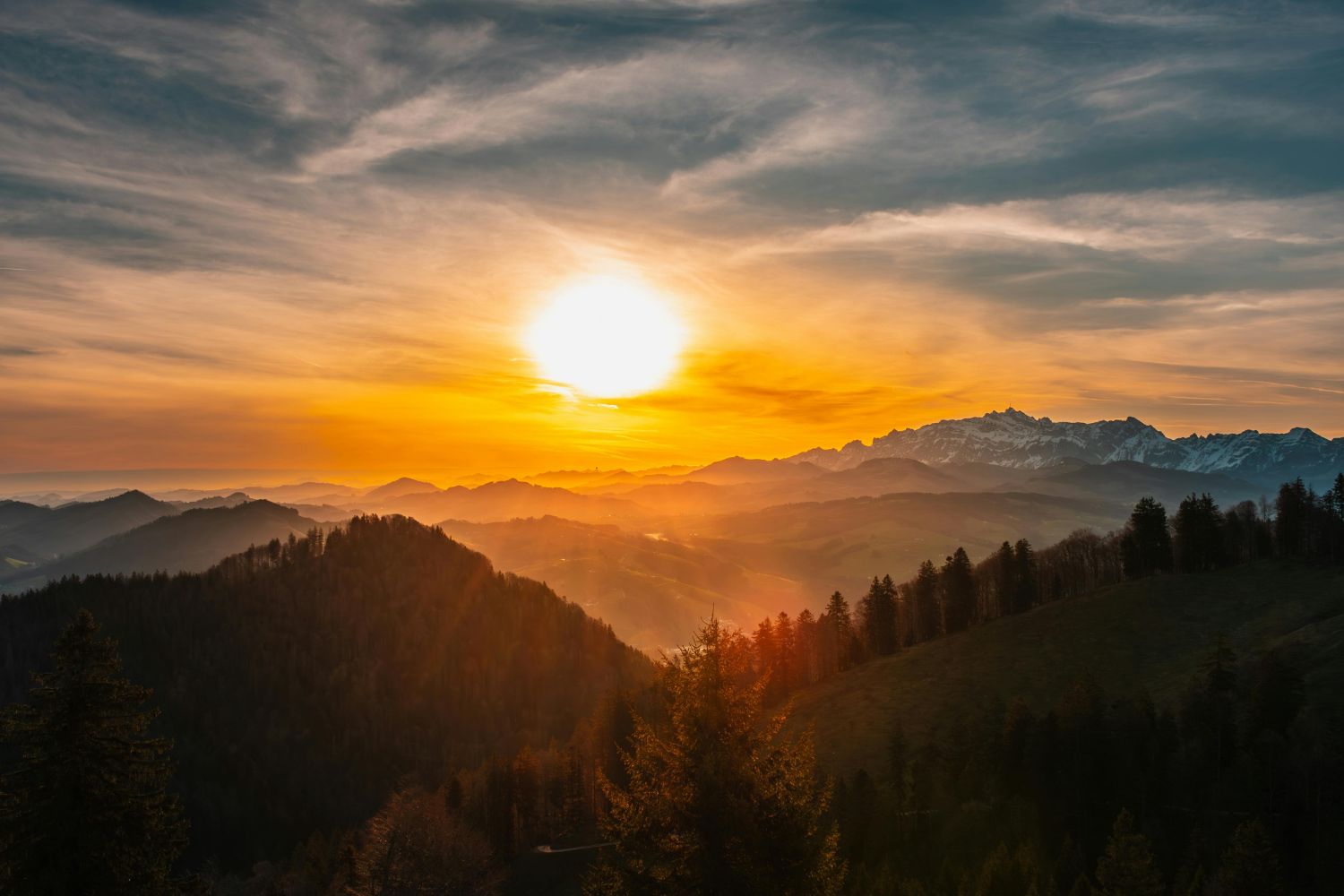 Sunrise over the High Atlas ridgelines above Imlil